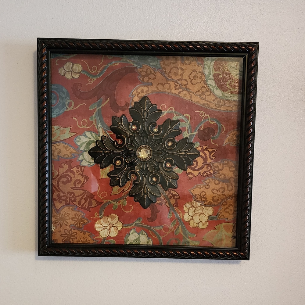 Decorative Framed Wall Art with Brown and Gold Accents
